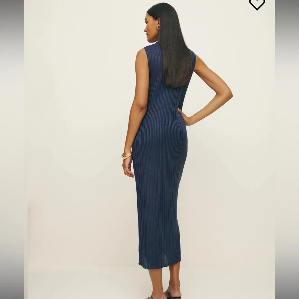 NWT Reformation Arabella Knit Dress in Navy Small - Picture 5 of 9
